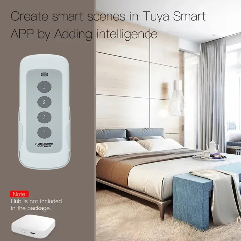 Tuya ZigBee 4-Gang Scene Switch - Remote Control Ready