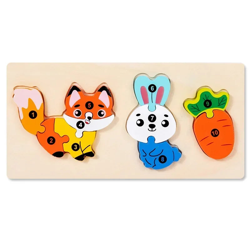 Wooden Food Chain Matching Puzzle Lion Bear &ndash; Educational C