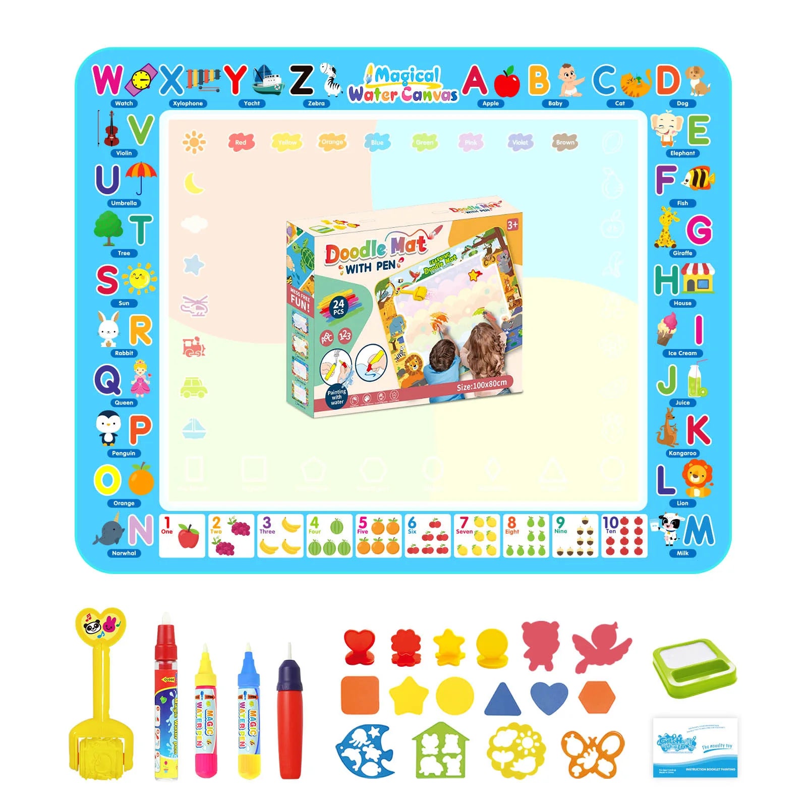 Coolplay Magic Water Drawing Mat &ndash; Reusable Educational Painting Board B 100x80CM