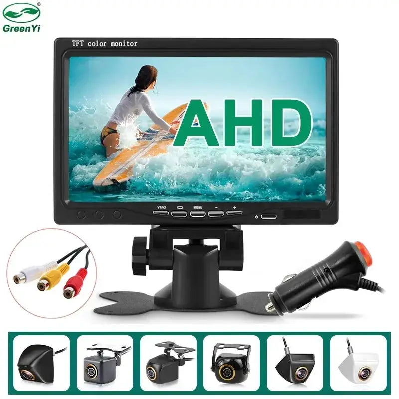 AHD 1080P 7 Inch IPS Screen Car Video Monitor Camera CCTV Surveillance Parking System With Cigarette Lighter Power Supply by InterCyprus Trading Ltd