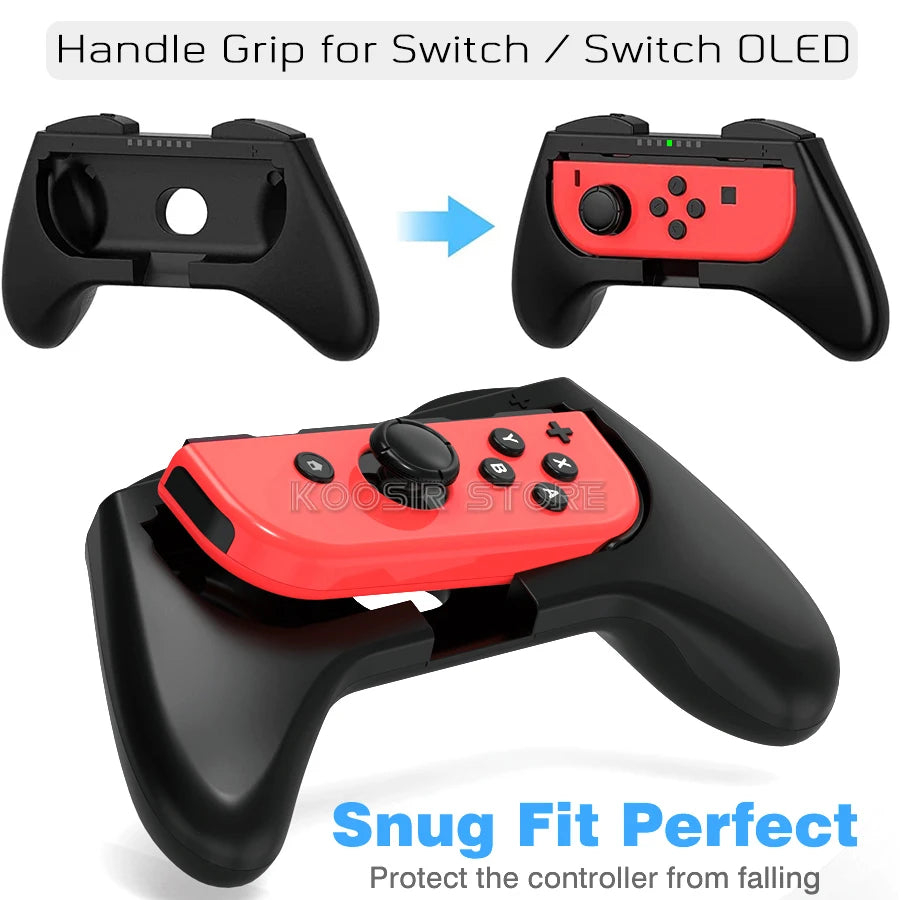 Nintendo Switch Game Accessories Set &ndash; Enhanced Gaming Experience with Joy Con Handle and Racing Steering Wheel
