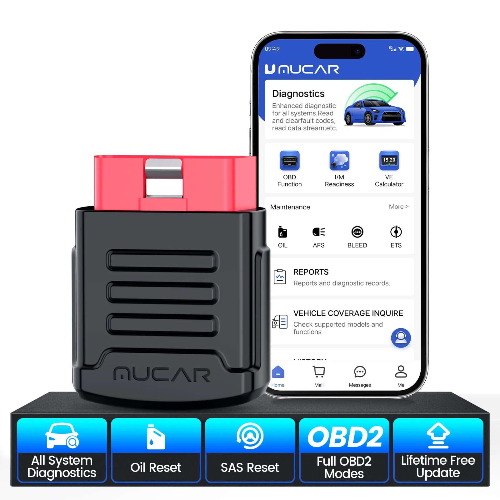 MUCAR BT200 BT200 PRO OBD2 Bluetooth Scanner &ndash; Full Scan BT200 / Mexico
