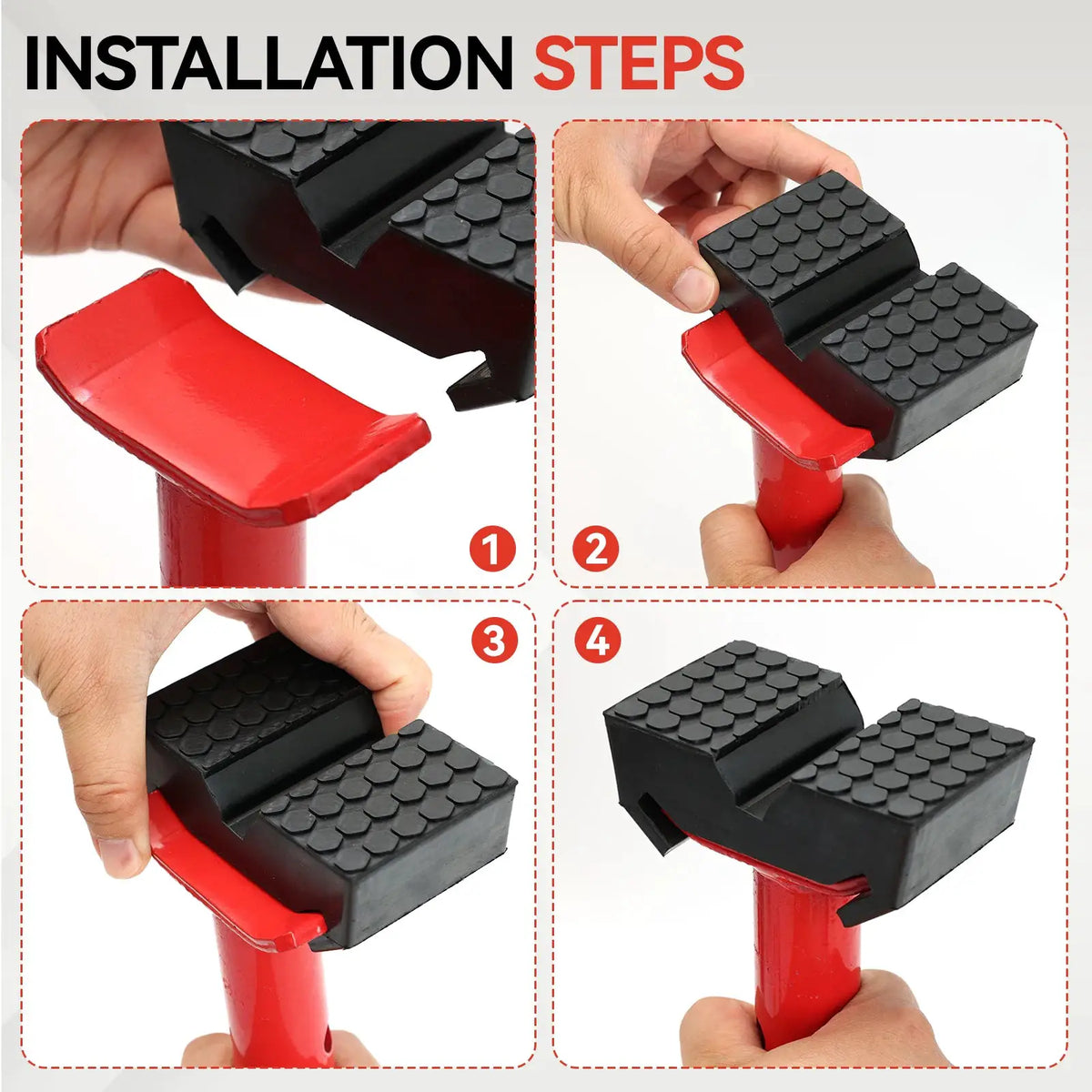 Car Slotted Lift Jack Stand Rubber Pad Saddle Adapter for All-in-One Frame Rail Pinch Lifting Repair Tools Safety Grip Pads by InterCyprus Trading Ltd