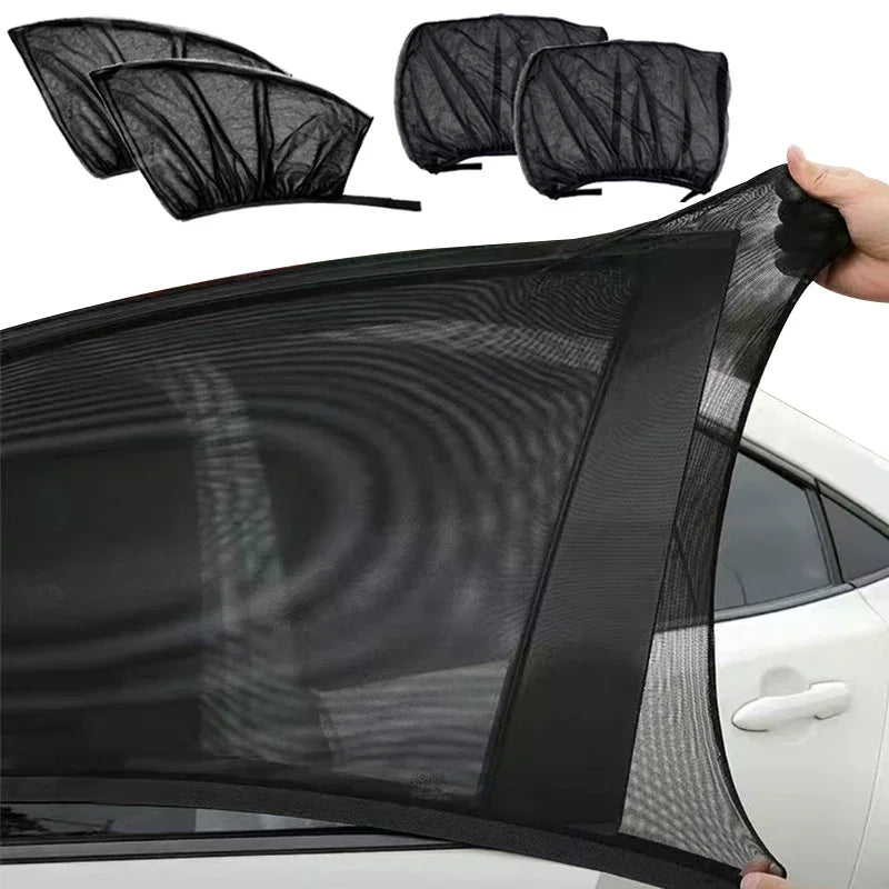 NoEnName_Null 2PCS Mesh Car Sun Shade - UV Protection for Sedan/SUV