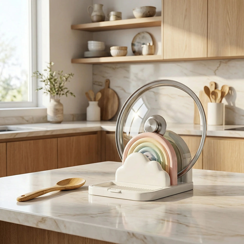 Topfdeckel-Organizer-Regal für die Küche Kompakter Schrank Pfannenhalter Langlebig