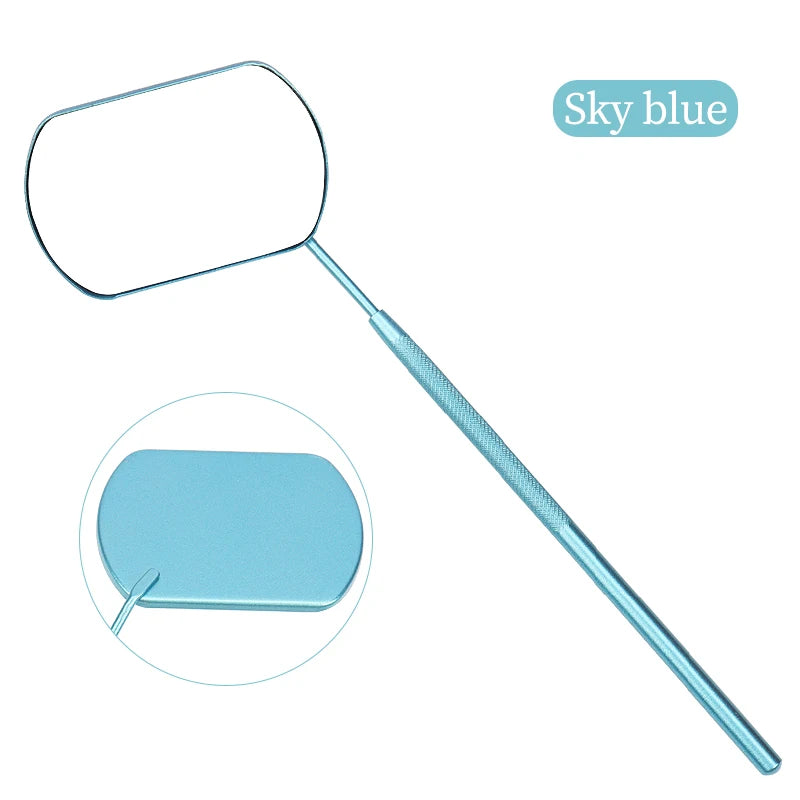 Stainless Steel Eyelash Checking Mirror for Precision Lash Lifting and Extensions Sky Blue
