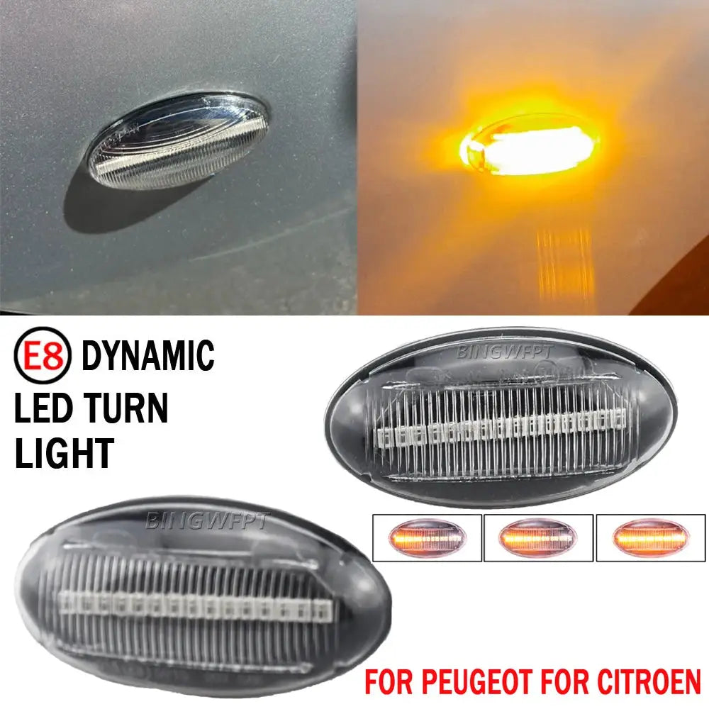 2PCS Dynamic Side Marker Flowing Turn Signal Light LED sequential blinker for Peugeot 307 206 207 407 107 for Citroen C1 C2 C3 by InterCyprus Trading Ltd