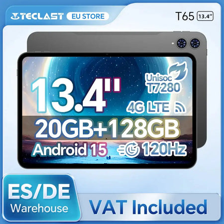 Teclast T65 13.4 Inch Android 15 Tablet 120Hz 8 Core 4G LTE Tablet and Case and Keyboard / spain