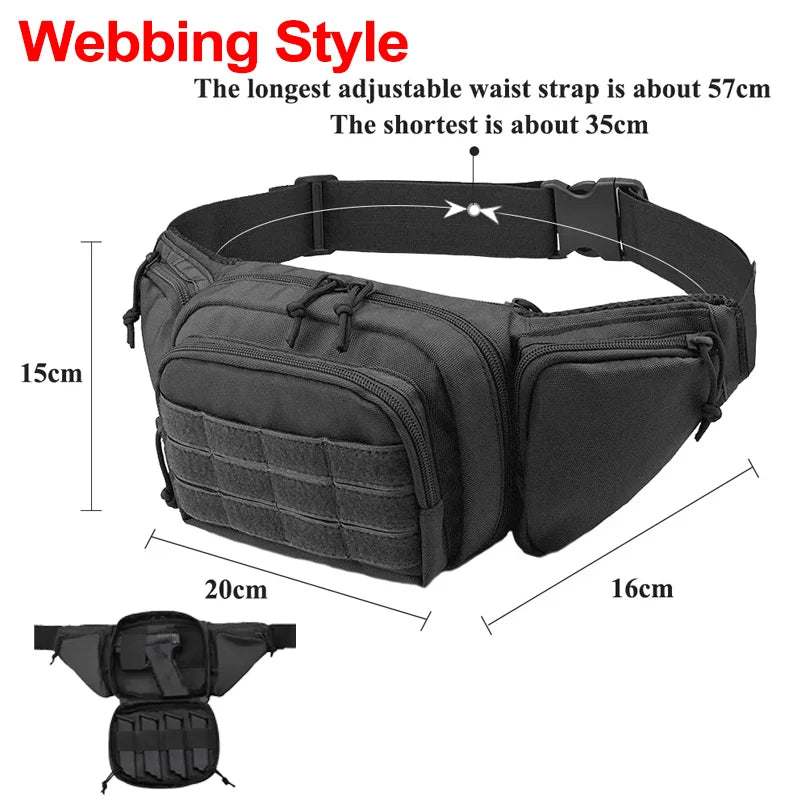 Hunting Waist Gun Holster Bag &ndash; Compact Carry For Hunting Webbing Black