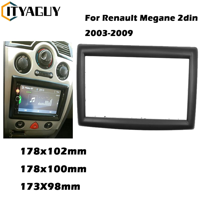 Automobilio radijo apdailos rėmas Renault Megane II 2003-2009 2DIN ABS apdaila suderinama su Renault prietaisų skydeliu