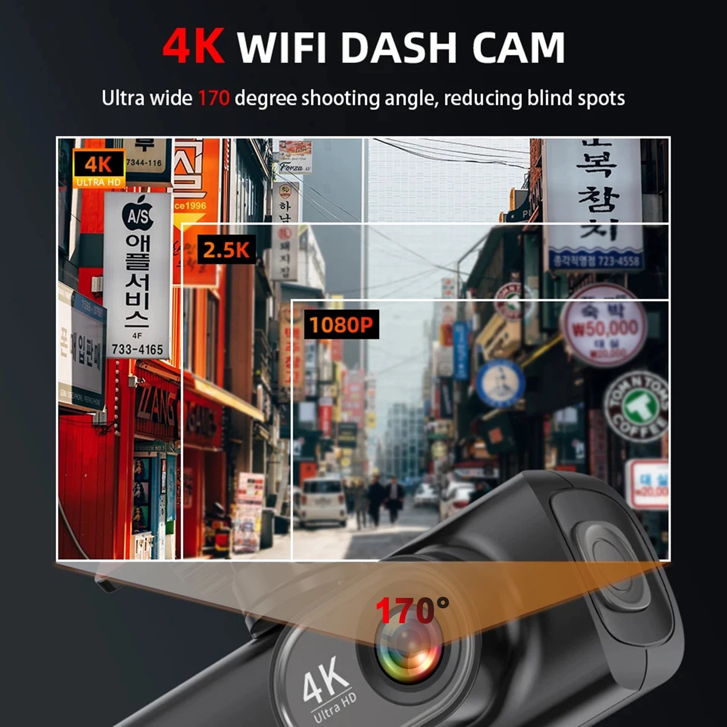 4K WIFI Dash Cam Mini Car DVR &ndash; Dual Lens Front and Rear with Night Vision and GPS