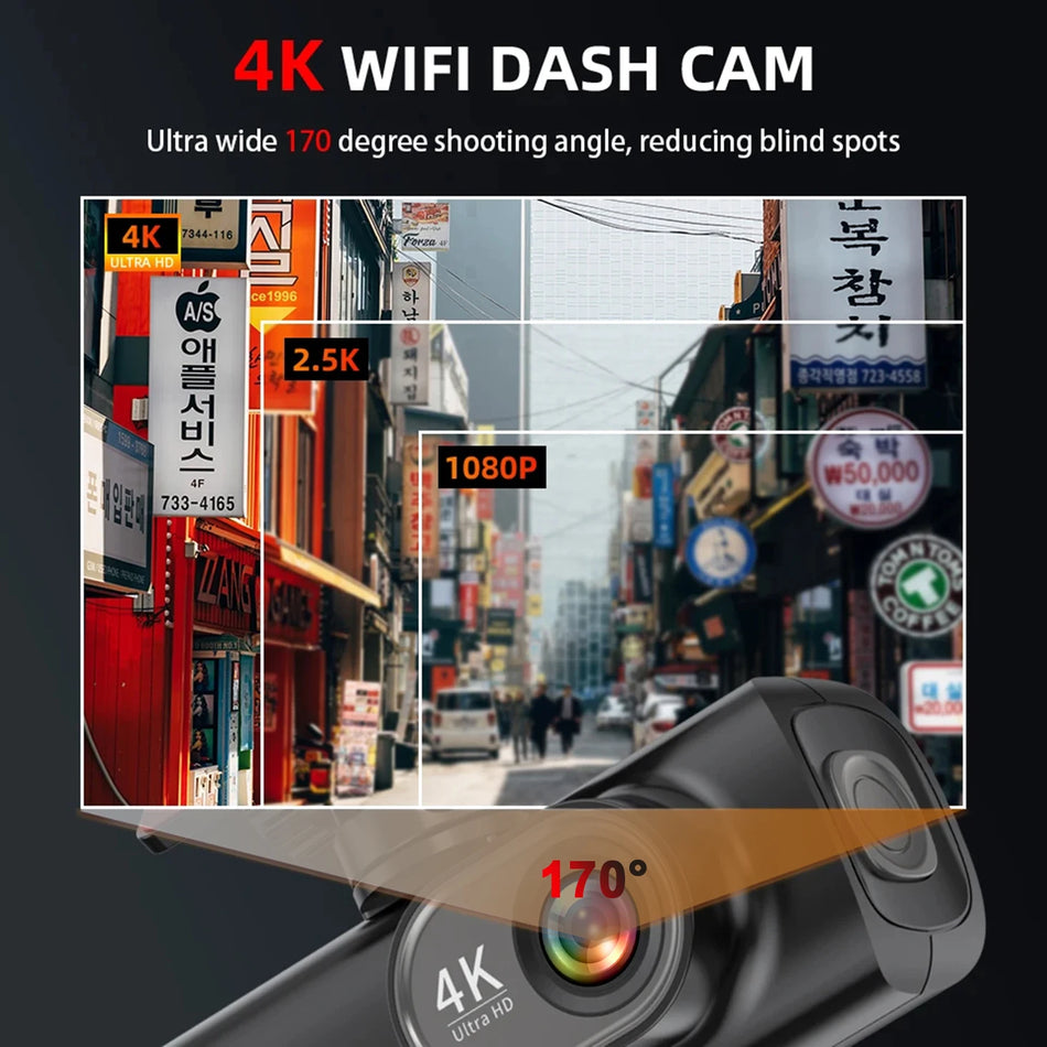 4K WIFI Dash Cam Mini Car DVR &ndash; Dual Lens Front and Rear with Night Vision and GPS