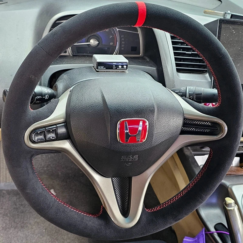 Housse de volant en suède noir pour Honda Civic 2006-2011