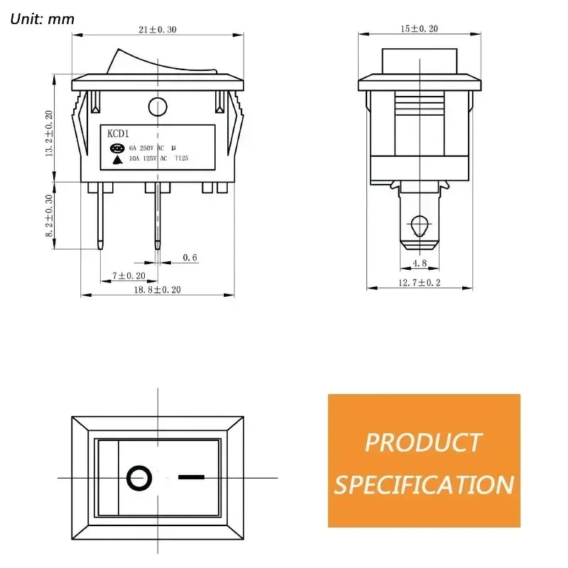 ZEXEF Mini Rocker Switch &ndash; Easy Installation with Pre-Wired Connections