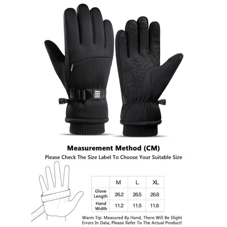 Winter Gloves - Warm Windproof Rainproof Non Slip Palm black / XL