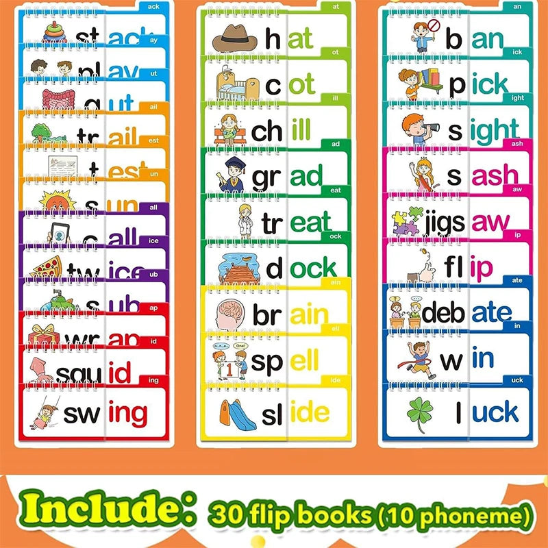 30 Read and Rhyme Word Family Flip Books ABC Cards