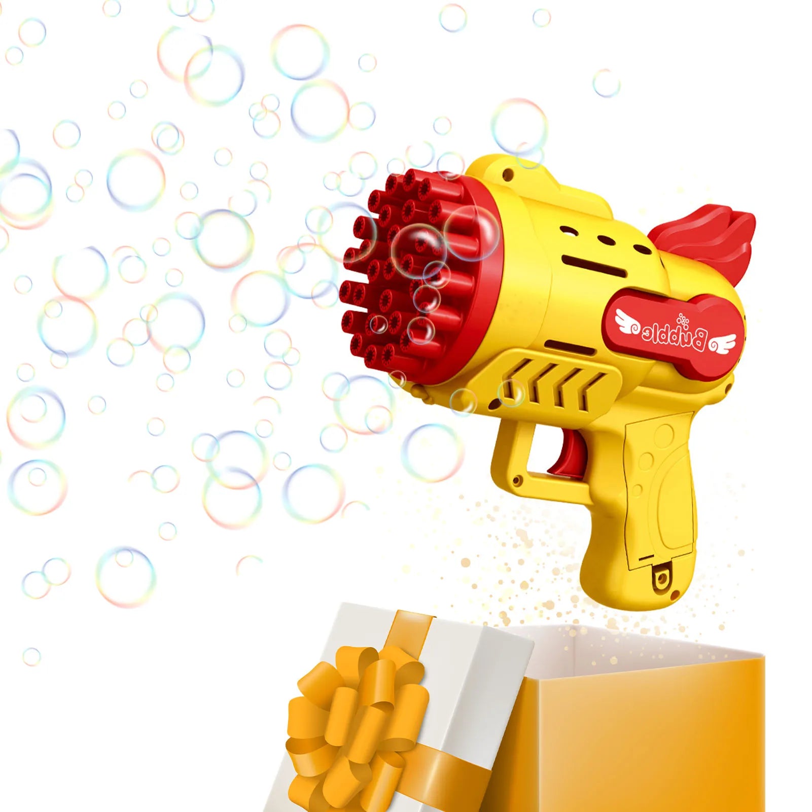 29 Holes Bubble Gun Toy For Kids Girls &ndash; No Spill Design Yellow