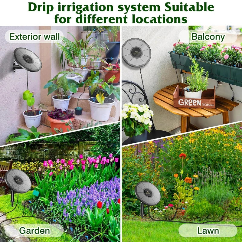 Solar-Powered Drip Irrigation System with 15m Hose and Timer