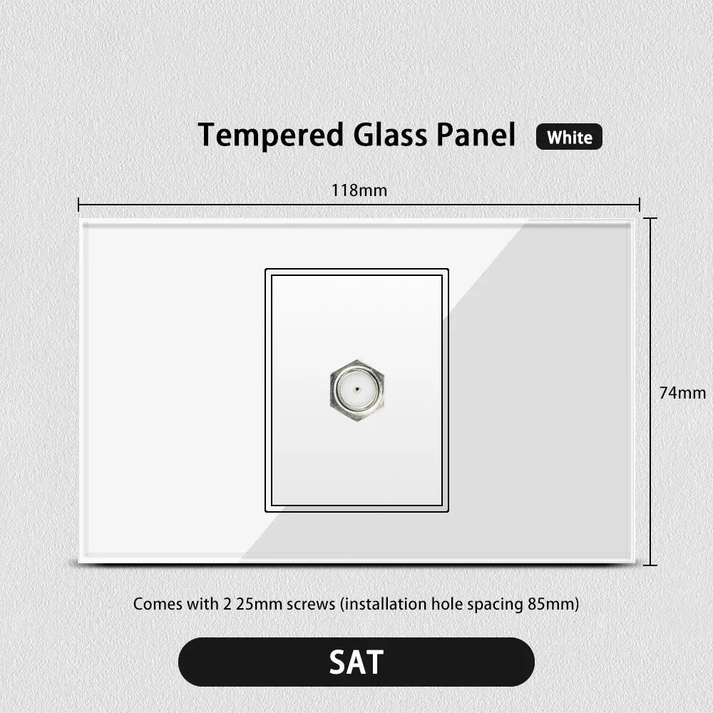 White Glass USB TypeC Wall Socket &ndash; Smart WiFi Switch Glass White / SAT Socket