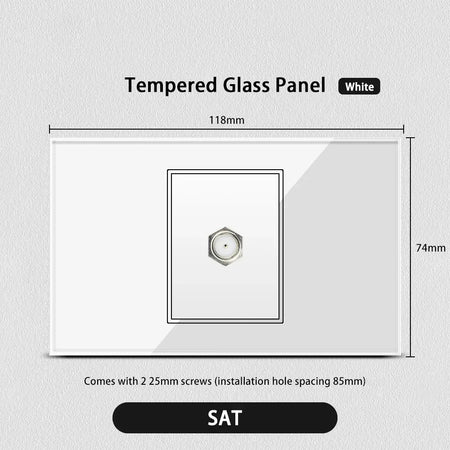 White Glass USB TypeC Wall Socket &ndash; Smart WiFi Switch Glass White / SAT Socket