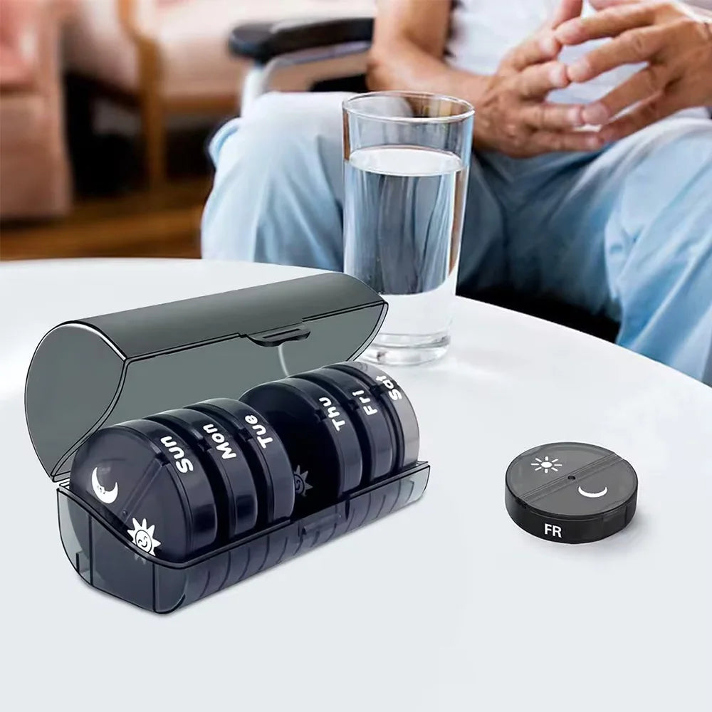 Rainbow 7 Days Pill Box Organizer &ndash; Portable Weekly Case