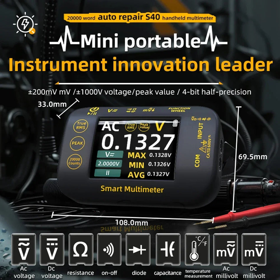 BSIDE S40 Smart Rechargeable Digital Multimeter &ndash; True RMS 20000 Count with Color LCD