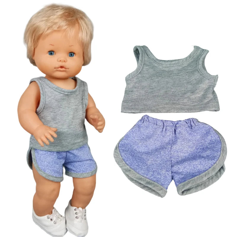 Grey Rompers Set with Hat and Socks for 40cm Baby Doll A15