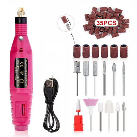 YIKOOLIN Portable Nail Sander Set &ndash; Strong Polishing Tools Red-TT