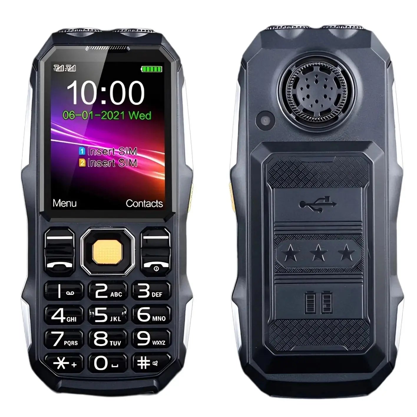 MAFAM Unlocked Shockproof Senior Phone &ndash; Long Battery Life Black / Full set