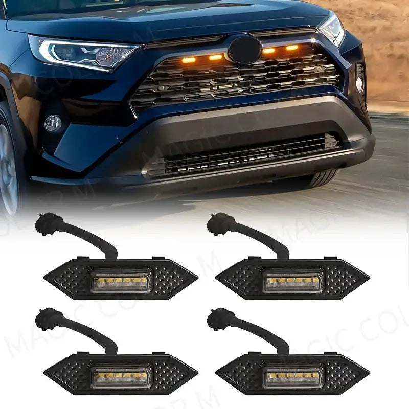 4PCS LED Grille Lights For Toyota RAV4 2019 2020 2021 2022 Front Grid Warning DRL Daytime Running Lamp Daylights Car Accessories by InterCyprus Trading Ltd
