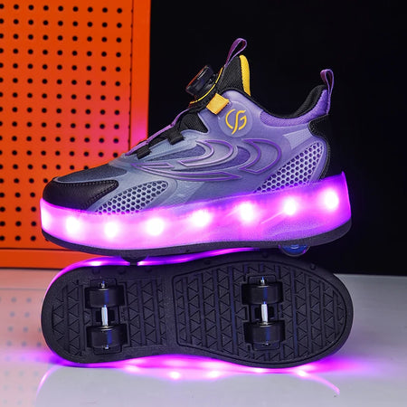 LED Glowing Kids Walking Shoes with Inline Skate Capability purple / 36