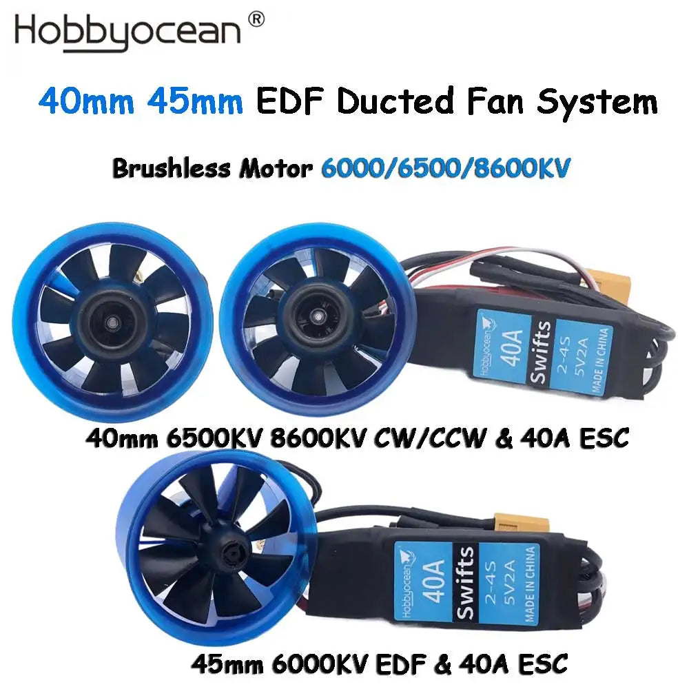 Hobbyocean 40mm EDF Brushless Ducted Fan &ndash; 8 Blade CCW CW