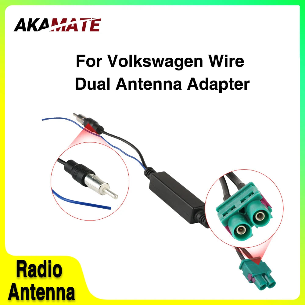 AKAMATE For VW Radio Dual Antenna Adapter Cable &ndash; Dual