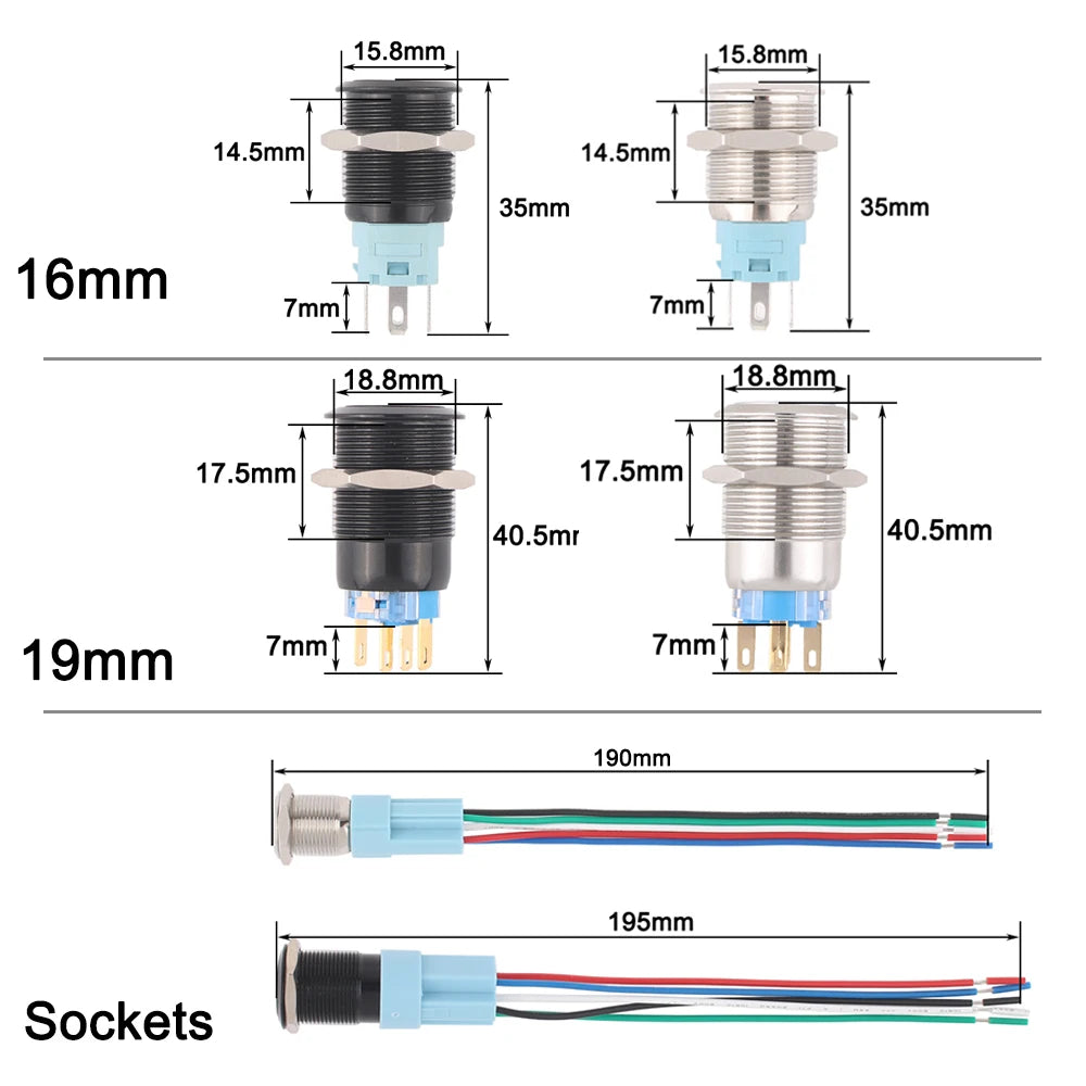 DIANQI Metal Push Button Switch &ndash; Durable Stainless Steel Construction