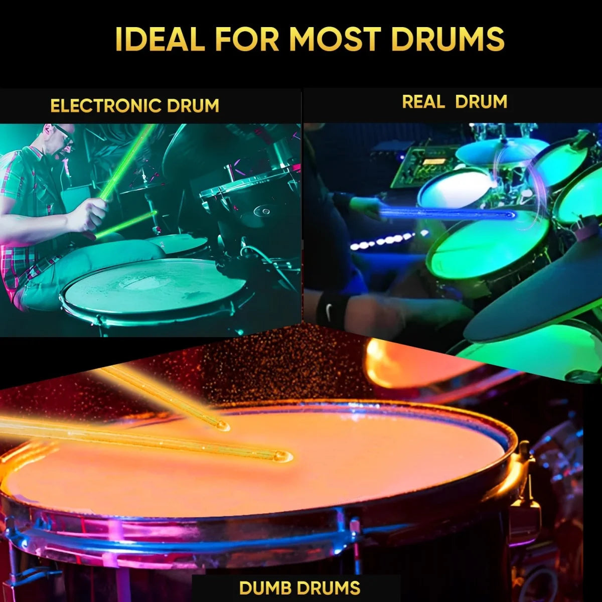 Miwayer LED Drumsticks - 15 Color Gradient USB Rechargeable