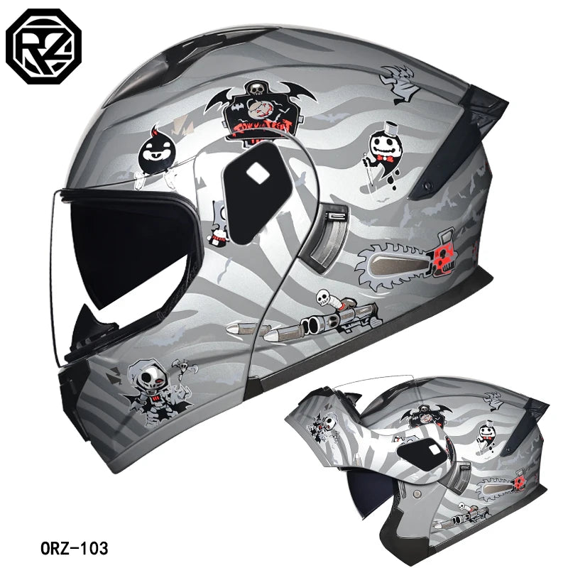 ORZ Modular Flip Helmet &ndash; Dual Lens Visor, DOT Certified