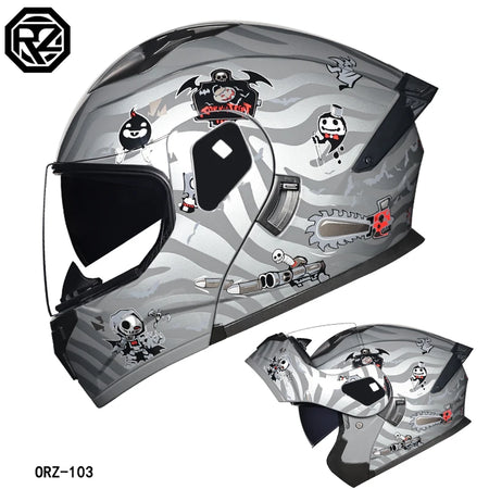 ORZ Modular Flip Helmet &ndash; Dual Lens Visor, DOT Certified