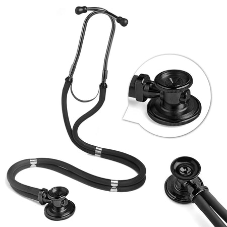 Multifunctional Dual Head Stethoscope &ndash; Cardiology Quality All Black