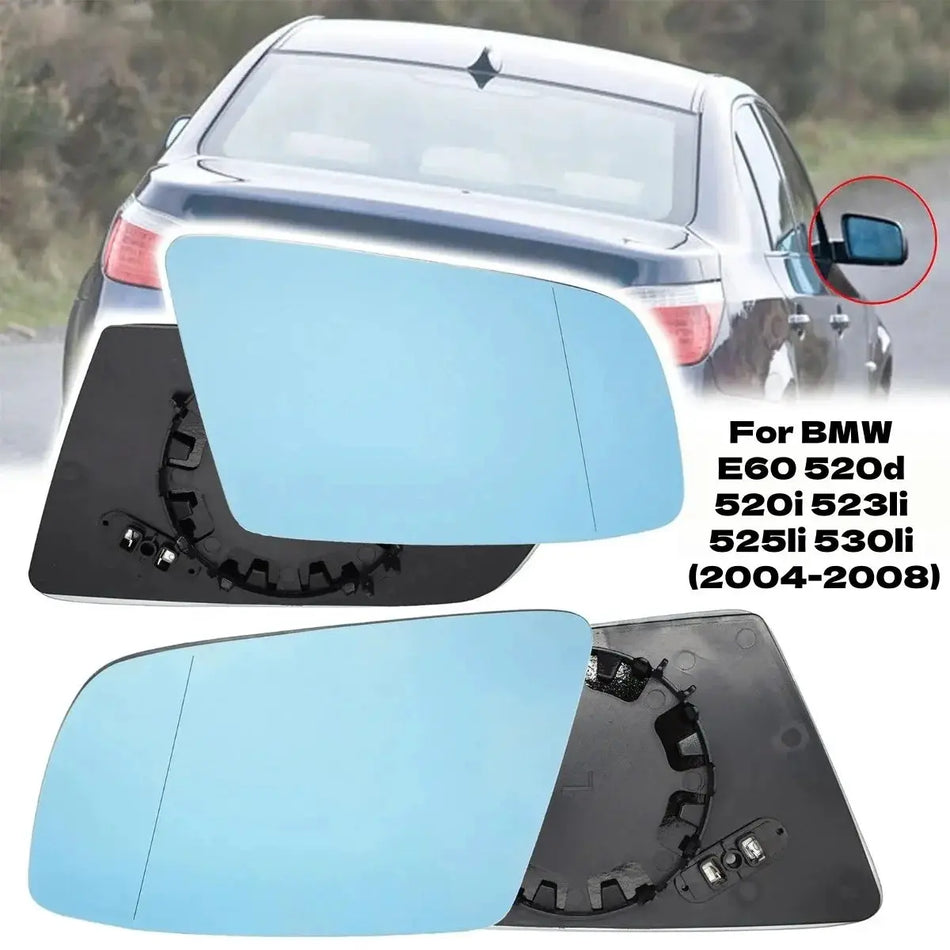 Left Right Side Plastic Mirror Covers Heated Clear for BMW 5 Series E60 E61 by InterCyprus Trading Ltd
