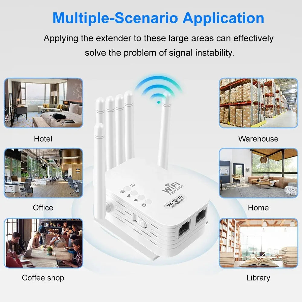 kebidumei 1200Mbps Dual-Band WiFi Range Extender with 6 High Gain Antennas