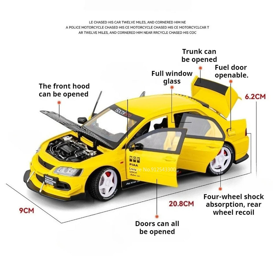 Model de mașină din metal turnat, caroserie din aliaj pentru Mitsubishi Lancer Evolution IX