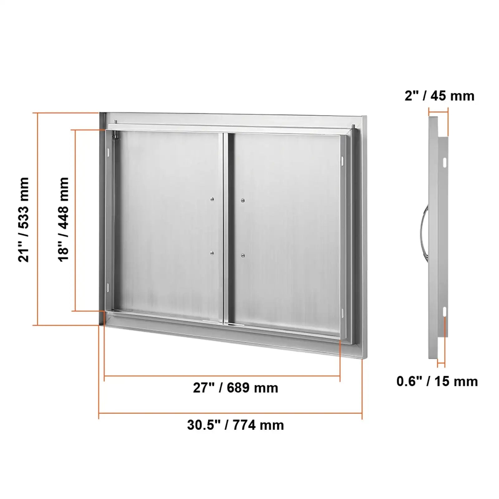 Stainless Steel BBQ Access Door Flush Mount Outdoor Kitchen 30.5x21 in / UNITED KINGDOM