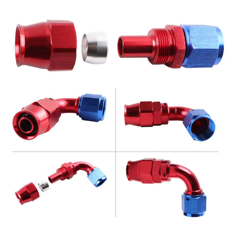 PIKBUK 12Pcs AN4/6/8/10/12 Universal Straight 45 90 Degree Reusable Hose End Fittings Adapter For Swivel PTFE Oil Fuel Line Pipe by InterCyprus Trading Ltd