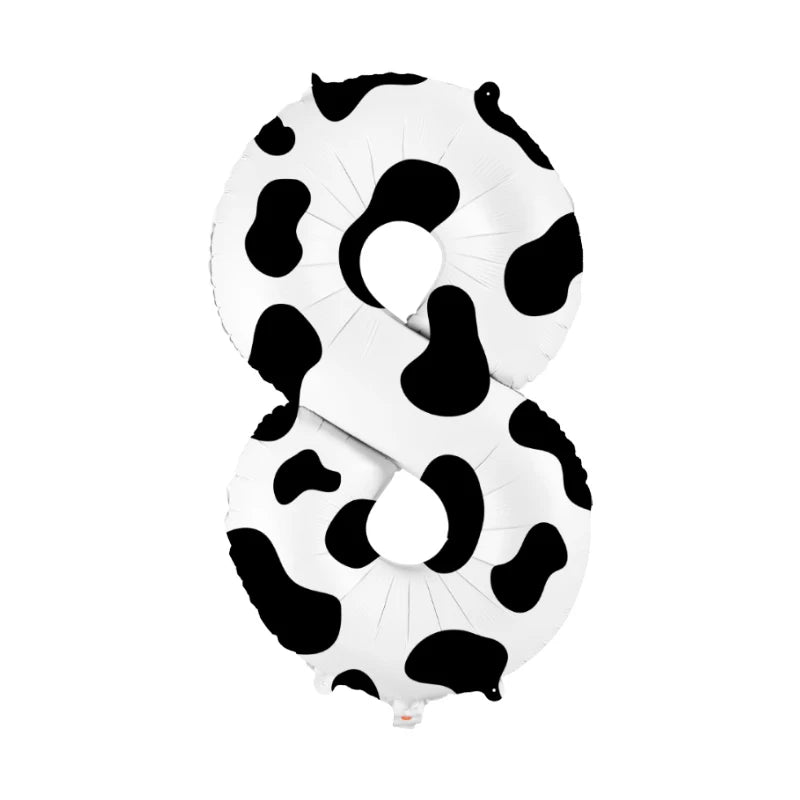 40-Inch Cow Print Number Balloon for Kids' Birthday and Party Decor 20240223A01-8 / Other