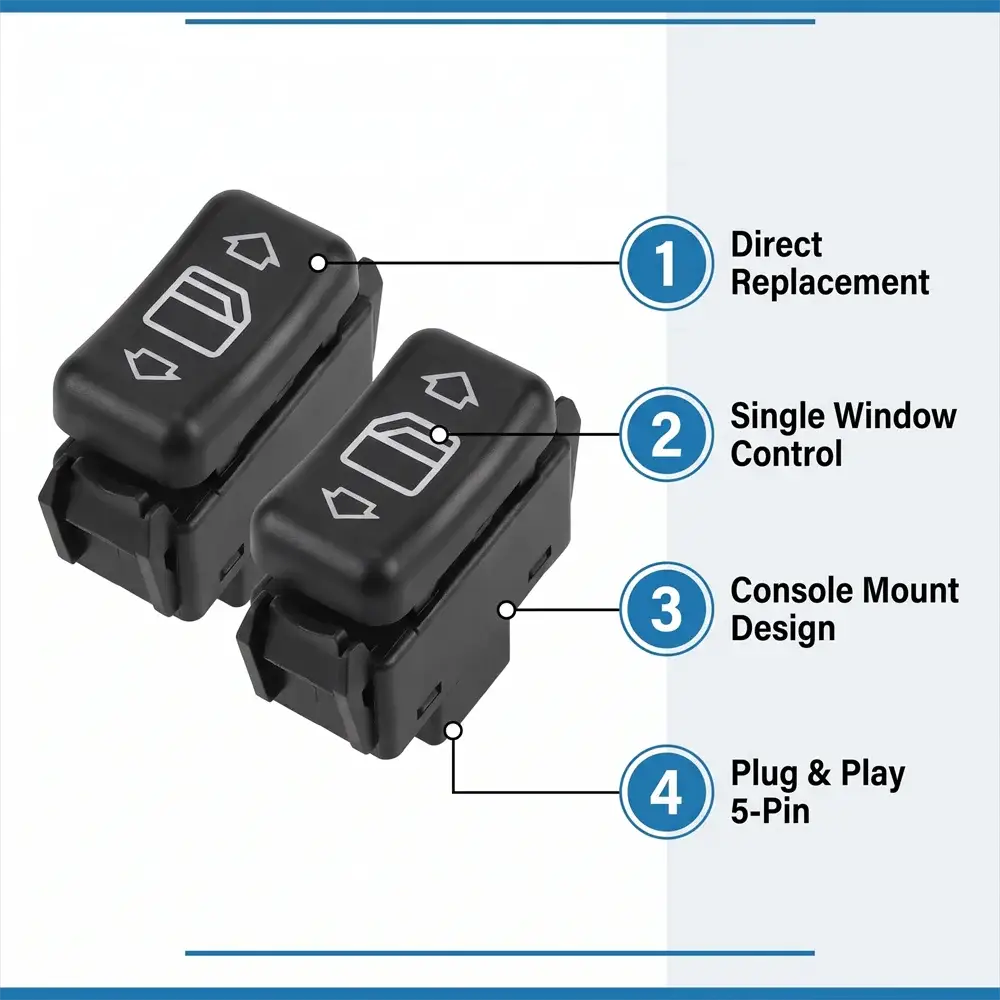 Power Window Switch Pair for Mercedes-Benz W124 S124 W126 W201 W463 by InterCyprus Trading Ltd