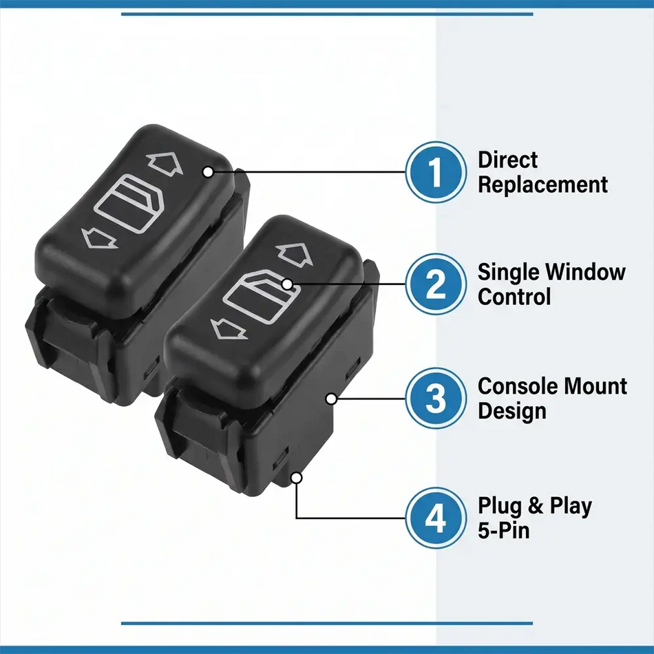 Power Window Switch Pair for Mercedes-Benz W124 S124 W126 W201 W463 by InterCyprus Trading Ltd