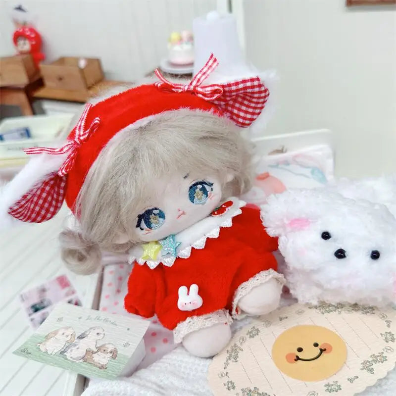 🟠 10cm χαριτωμένο γλυκό κερασιά κόκκινο σετ βελούδινης κούκλα kawaii γεμιστό μαλακό είδωλο βαμβάκι κούκλα diy αξεσουάρ ρούχων για κορίτσια παιδιά fans δώρα