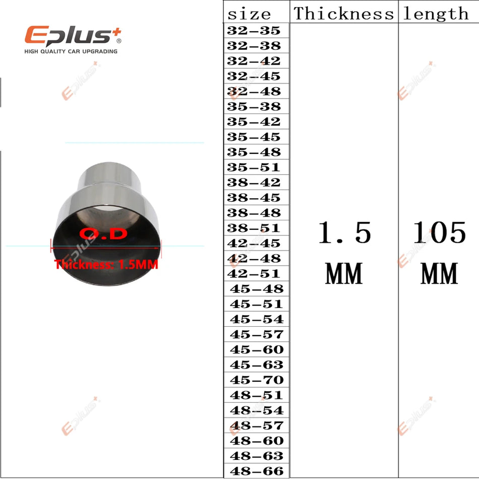 Универсальный редуктор выхлопной трубы из нержавеющей стали для автомобилей и мотоциклов
