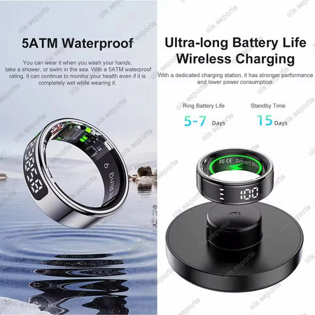 LED Display Smart Ring for Heart Rate &amp; Blood Oxygen Monitoring | Multi Sports Mode | Waterproof