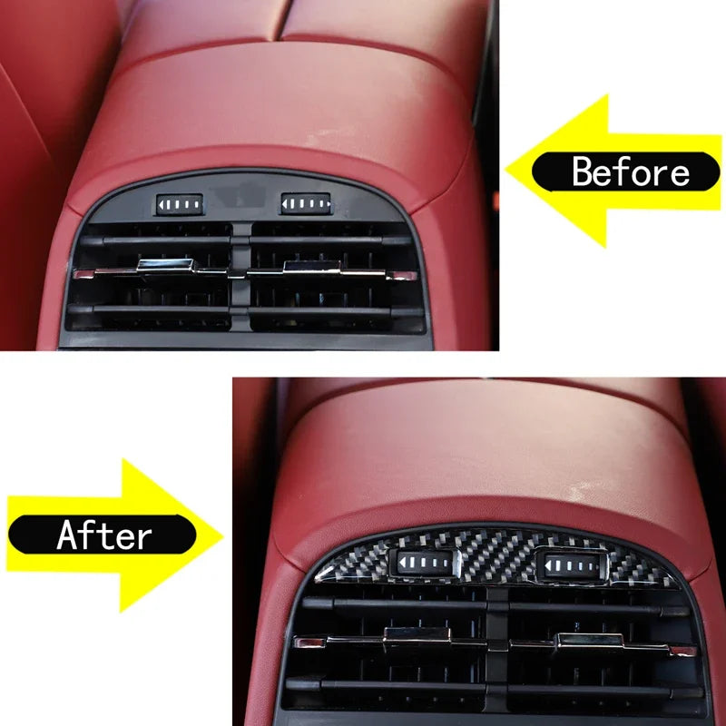 Maserati Ghibli Okvir nalepke zadnjega zračnika iz karbonskih vlaken z rdečim poudarkom za zaščito notranjosti